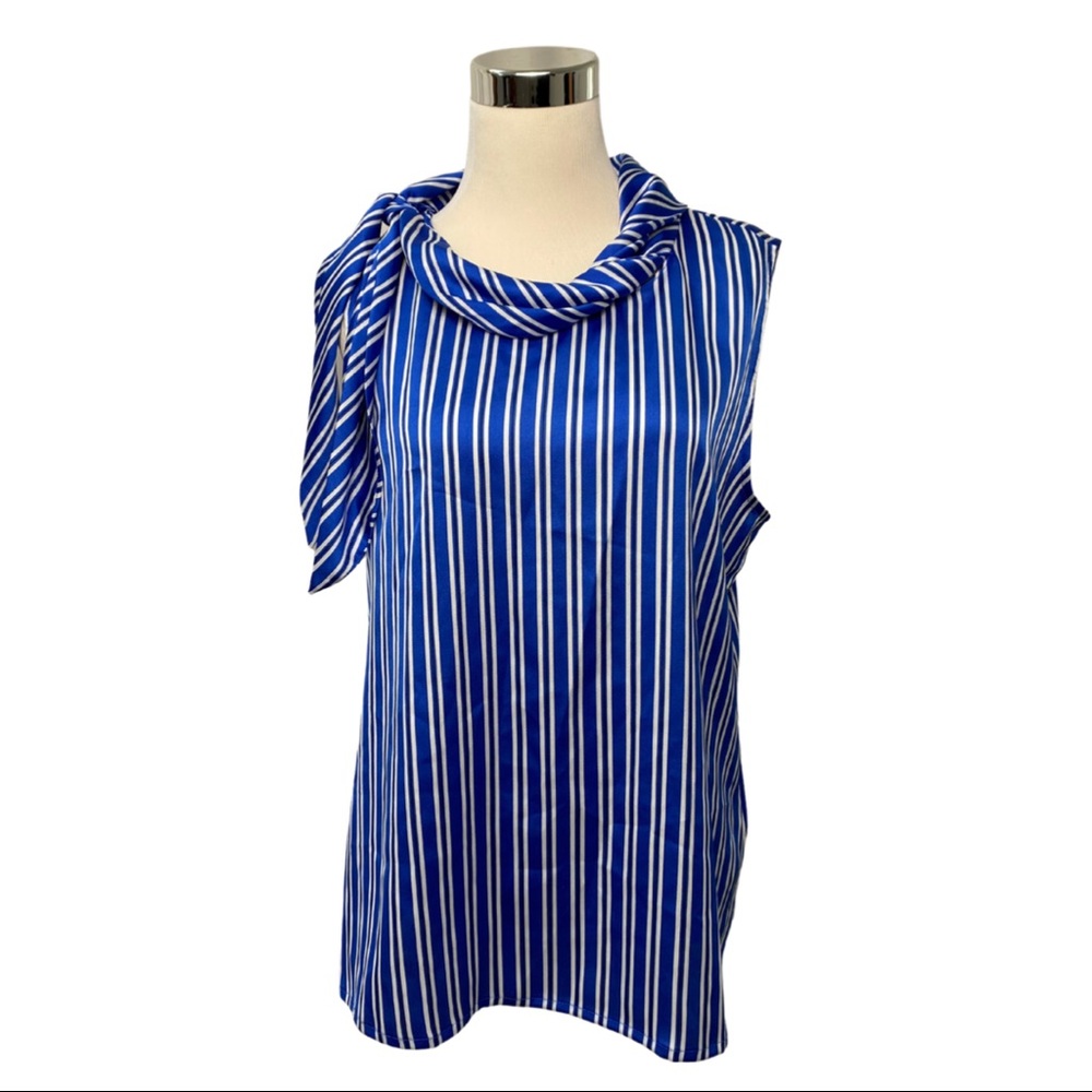 Banana Republic Striped Silky Satin Blouse Top Women's Size M Workwear